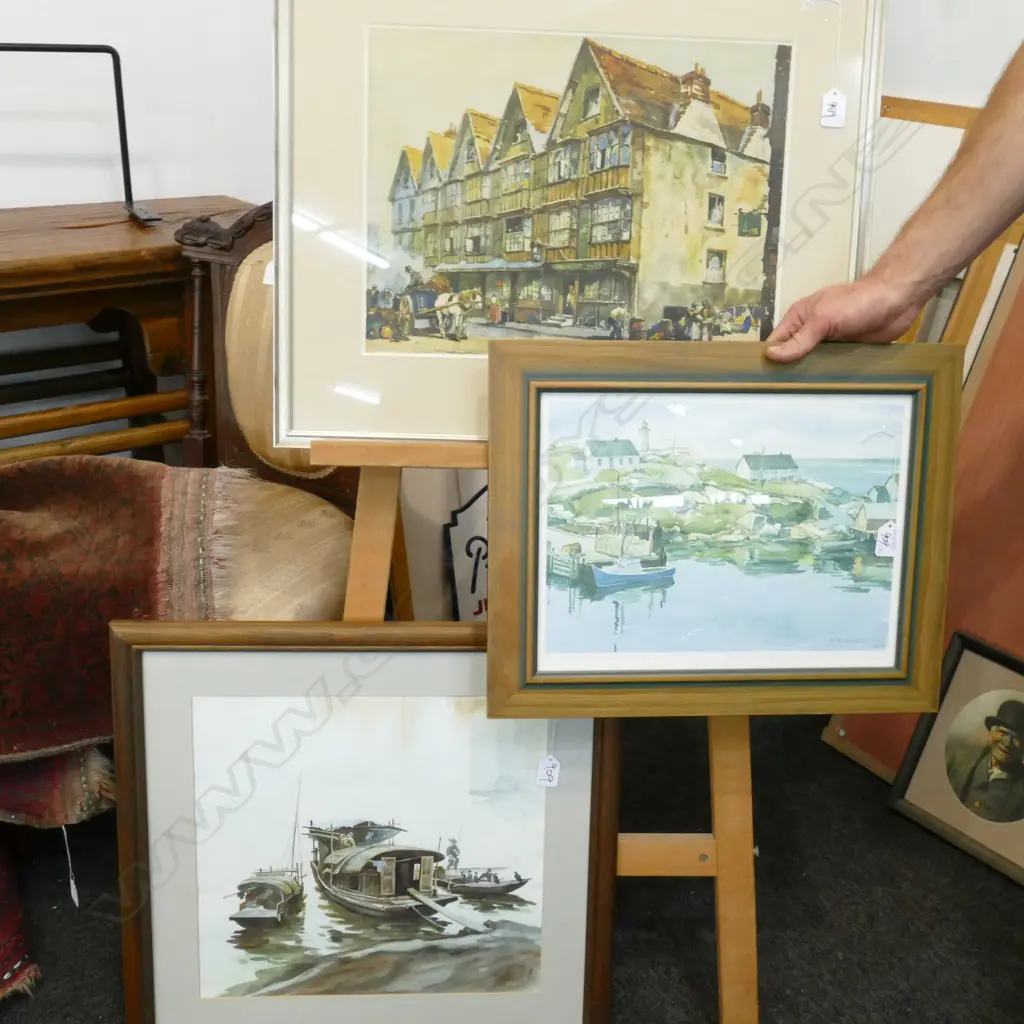 2 FRAMED PRINTS CHUTE/WILLIAMS/ + W/COLOUR OF A CHINESE JUNK 590 X 500 MM Image 1++