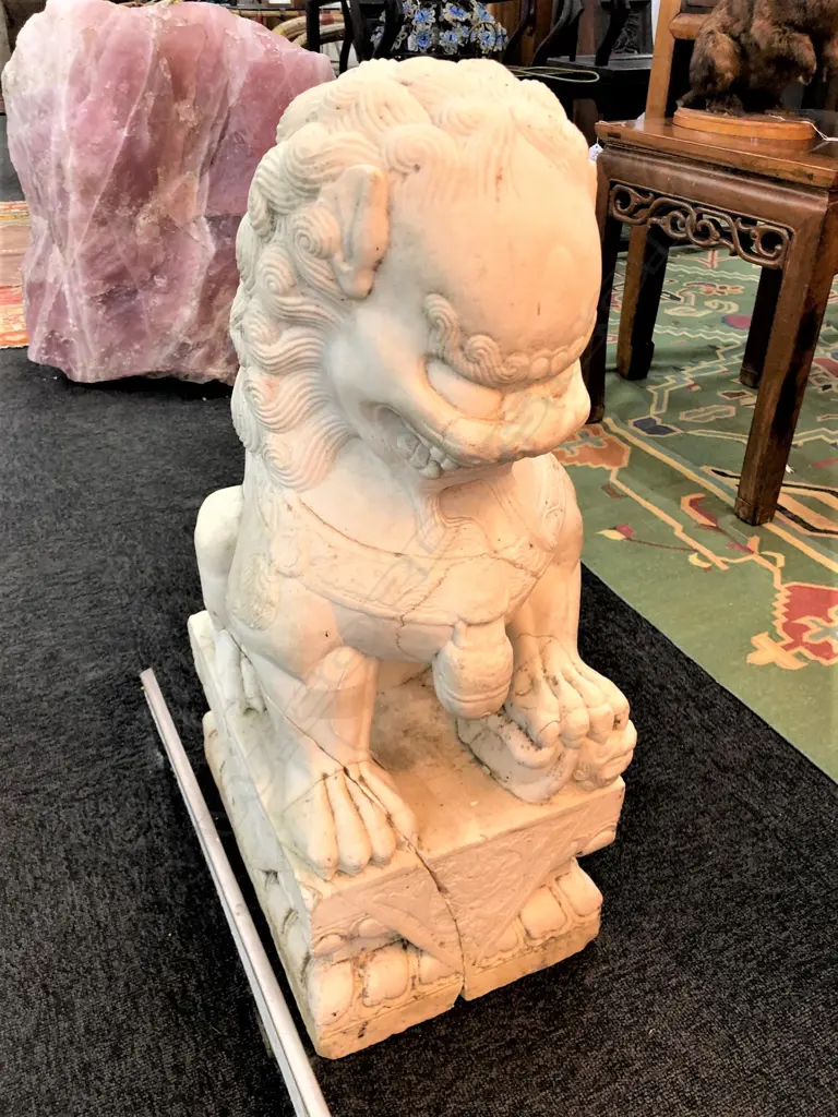PR CHINESE MARBLE FOO DOGS 680MM H Image 1++