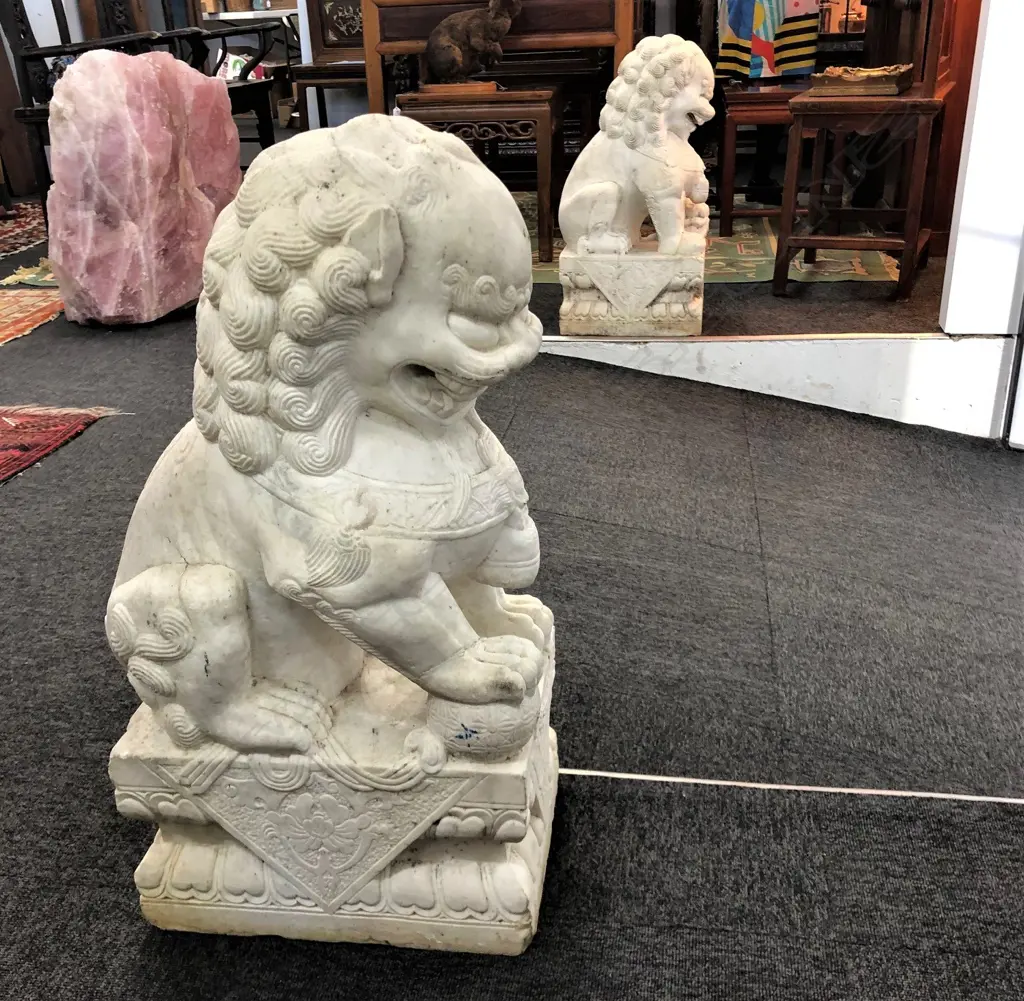 PR CHINESE MARBLE FOO DOGS 680MM H Image 1++