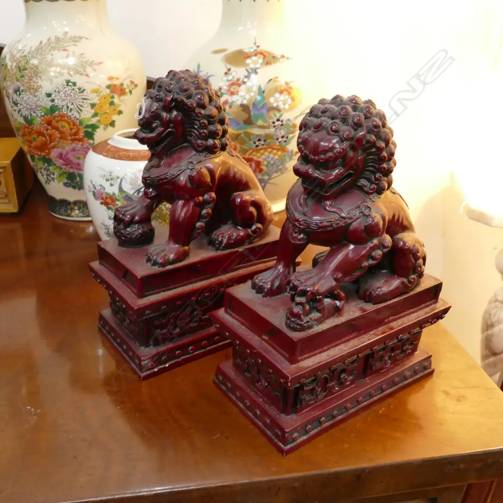 PR OF CHINESE FOO DOGS BOOKENDS  Image 1++