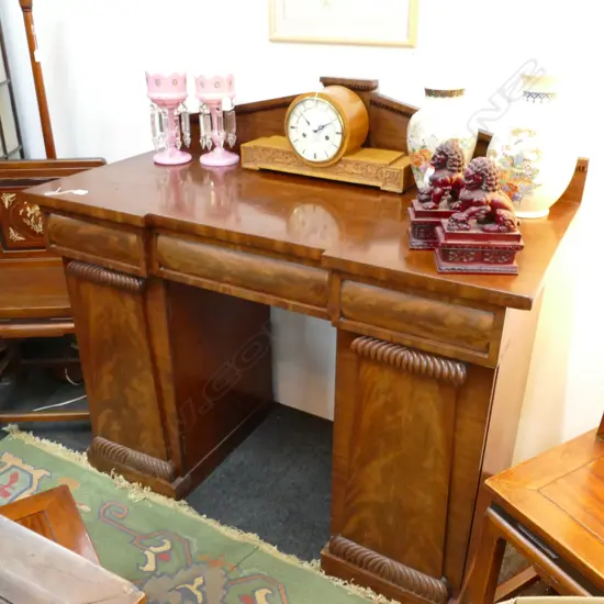 19THC MAHOGANY BREAKFRONT SIDEBOARD L 1280 MM
