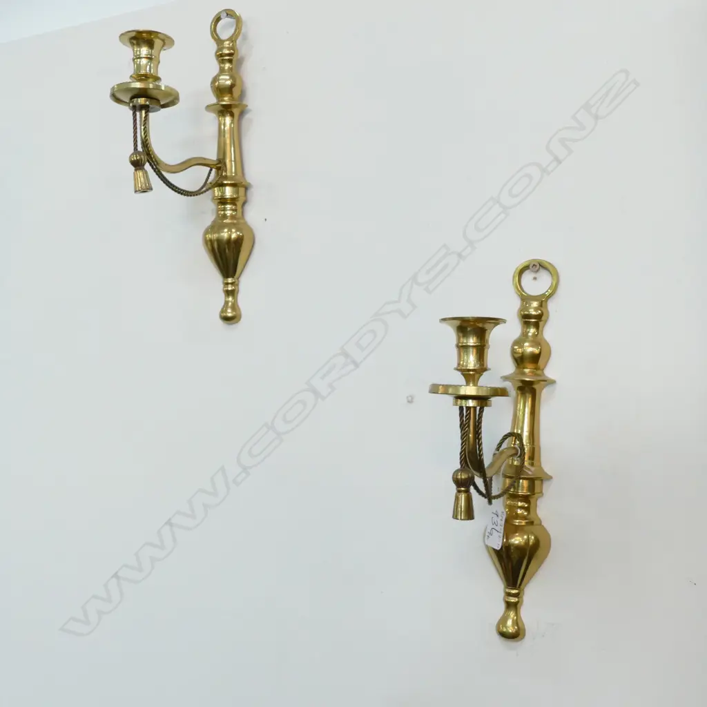 PR OF BRASS WALL SCONES CANDLE HOLDERS  Image 1++