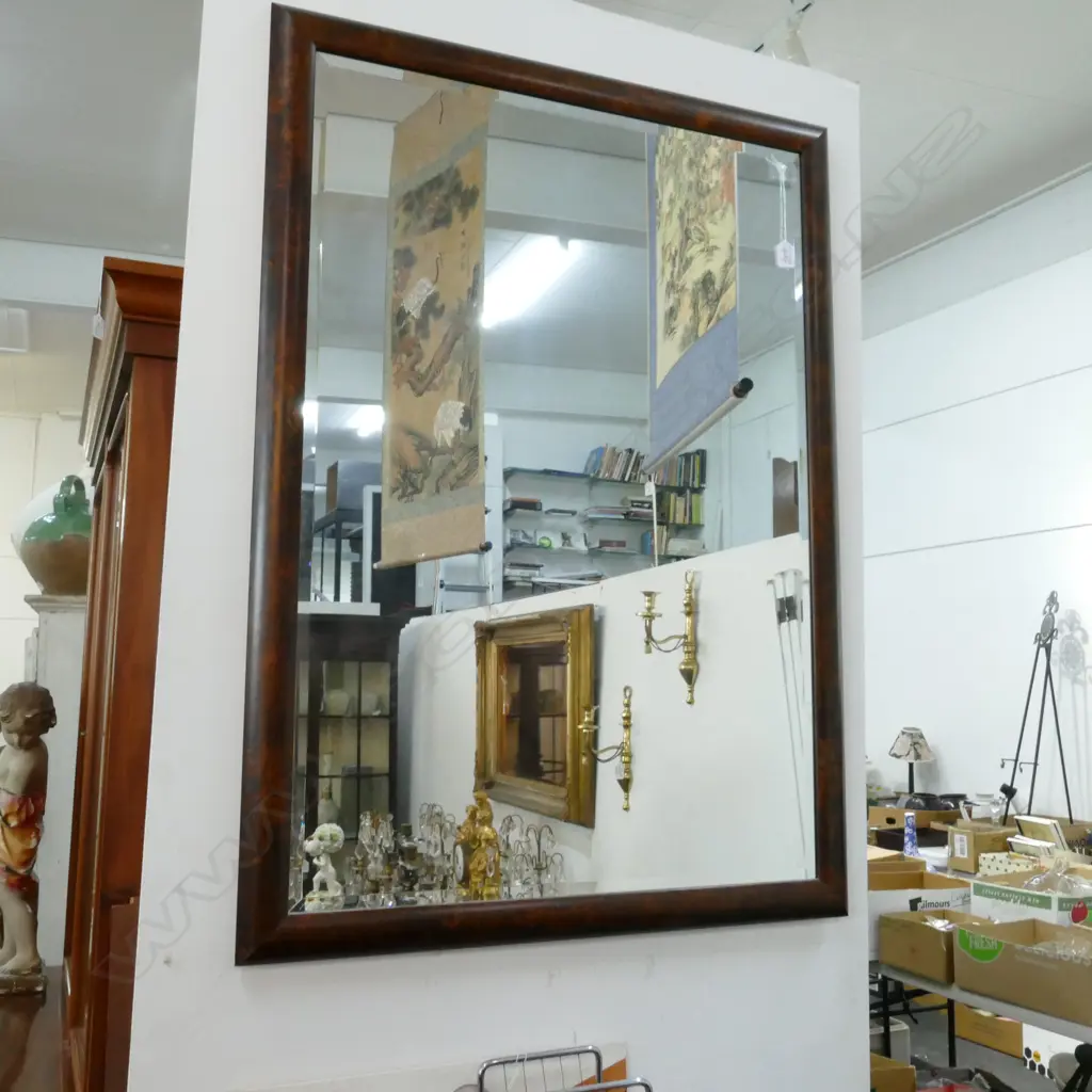 BURR WALNUT FRAMED BEVELLED MIRROR 1060 X 760 MM Image 1++