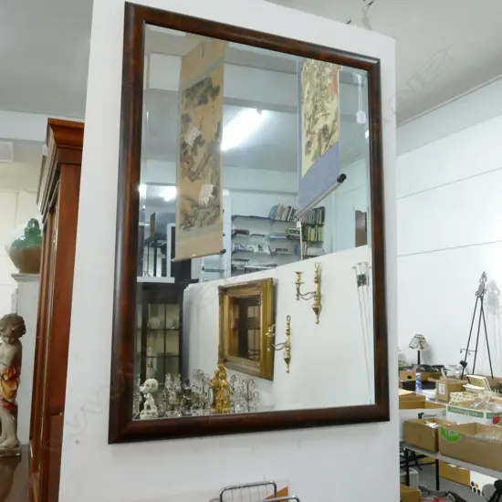 BURR WALNUT FRAMED BEVELLED MIRROR 1060 X 760 MM