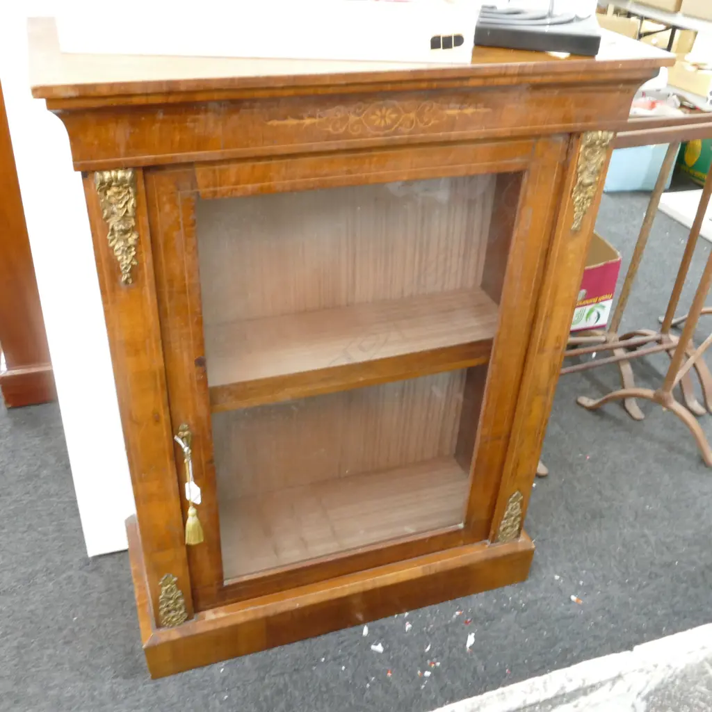 A 19THC INLAID WALNUT PIER CABINET H 1000 MM Image 1++