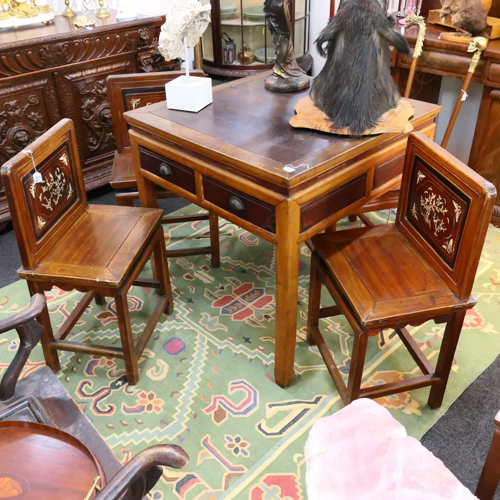 OLD CHINESE TABLE & 4 CHAIRS.... Image 1++