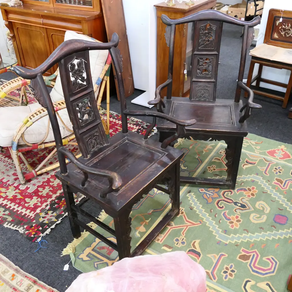 PR OLD CHINESE YOKE BACK MANDARIN CHAIRS Image 1++