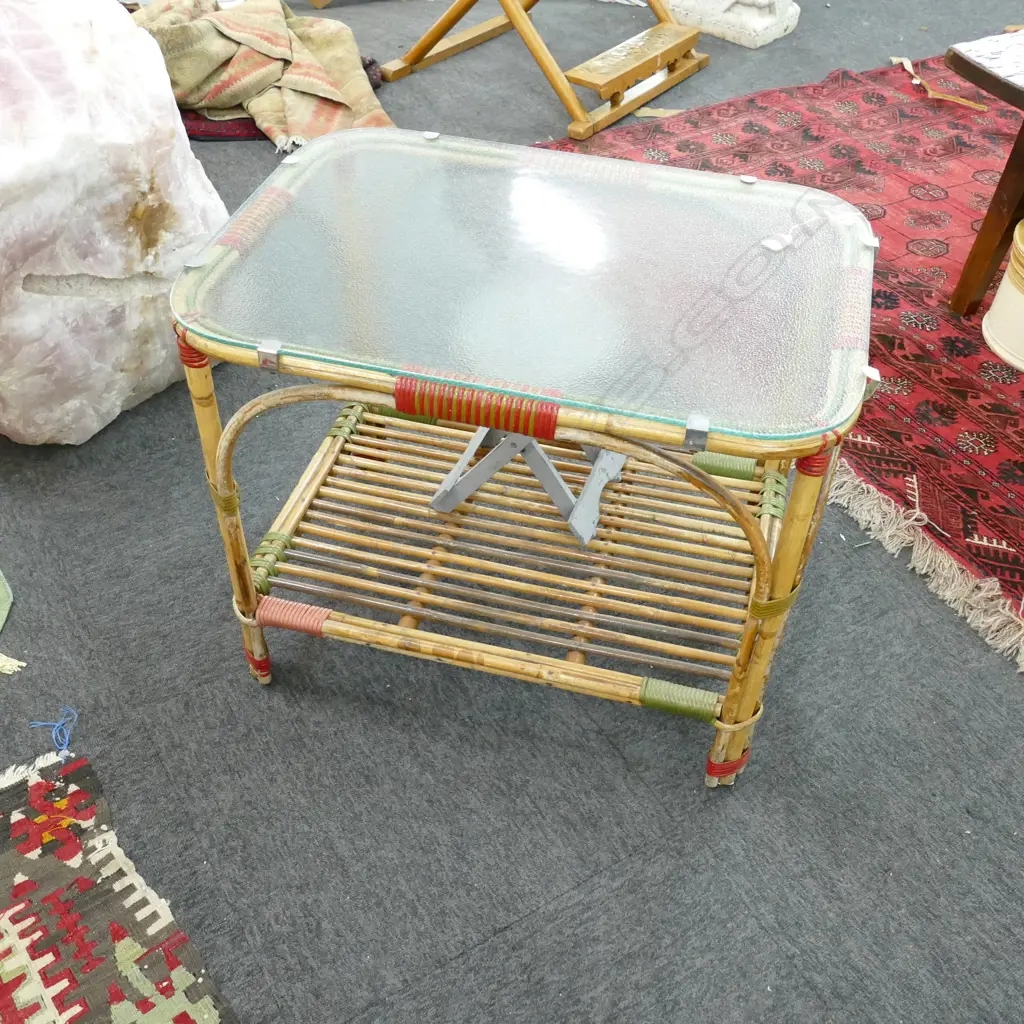 CARNIVAL CANE GLASS TOP COFFEE TABLE 740 X 500 MM Image 1++