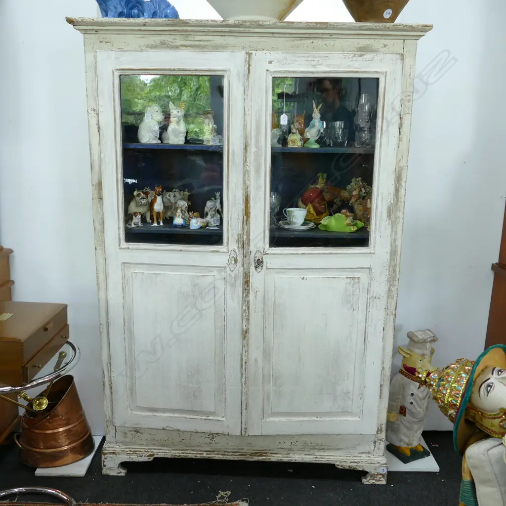 FRENCH DISTRESSED PAINTED GLAZED KITCHEN CABINET (19) Image 1++