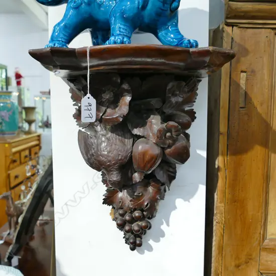 CARVED WOOD WALL SHELF