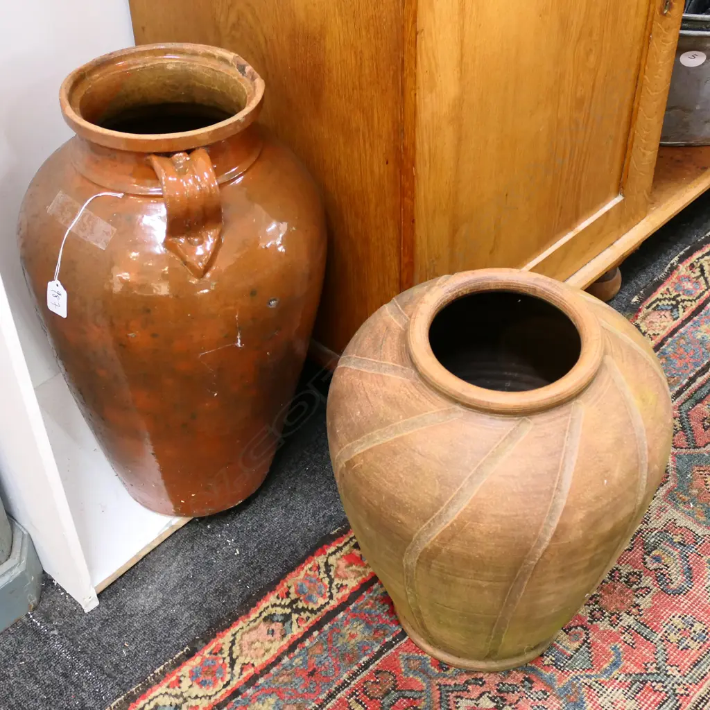 TWO TERRACOTTA POTS TALLEST 500MM H Image 1++