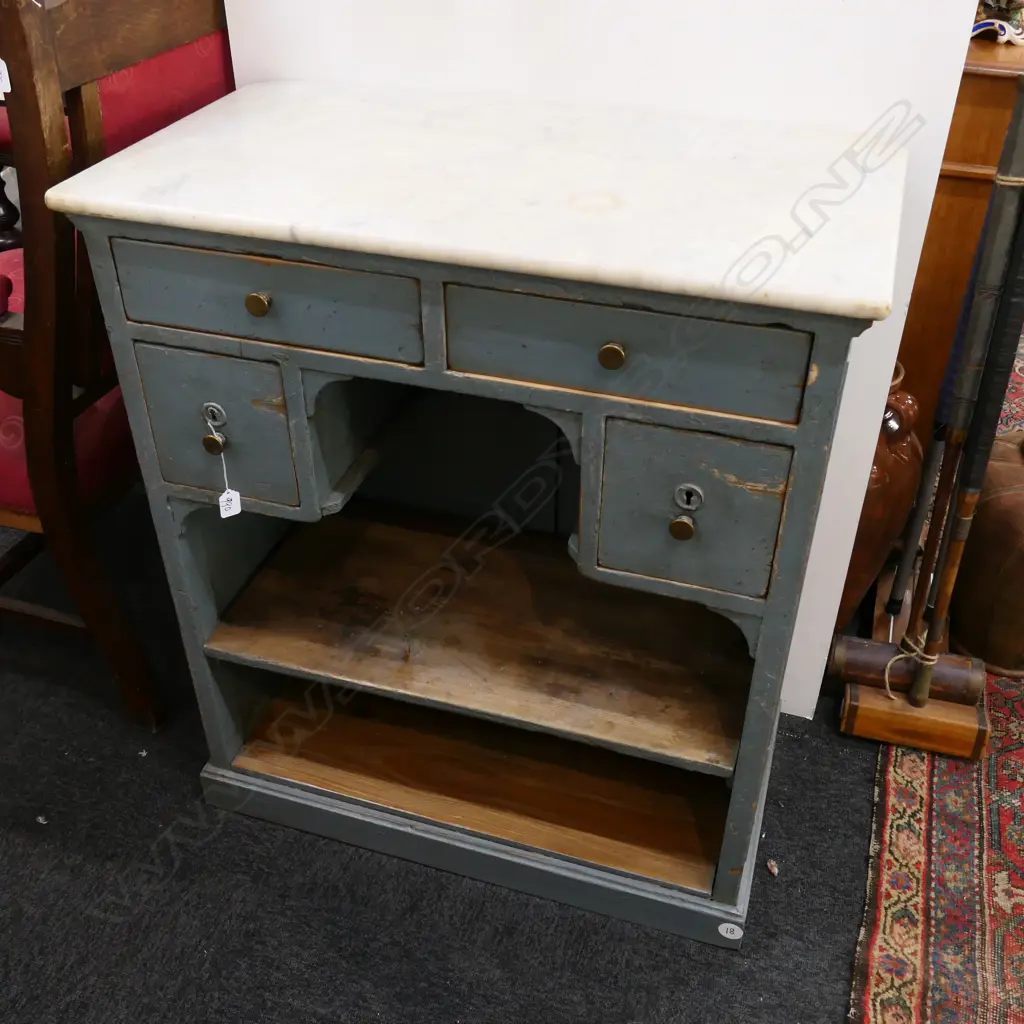 ANTIQUE FRENCH SMALL COUNTER DESK. MARBLE TOP - PAINTED (18) Image 1++