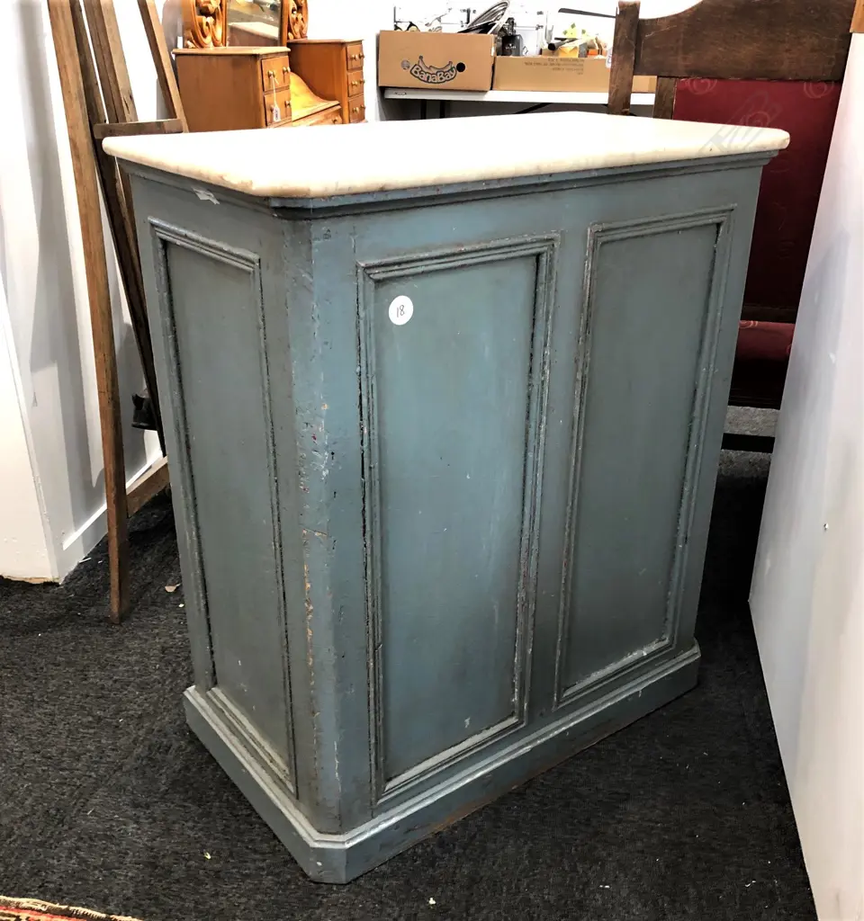 ANTIQUE FRENCH SMALL COUNTER DESK. MARBLE TOP - PAINTED (18) Image 1++