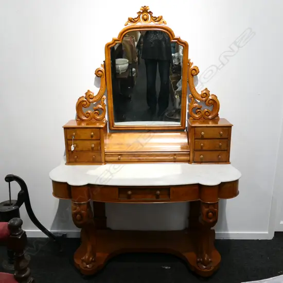 A FINE MARBLE TOPPED VICT DRESSING TABLE
