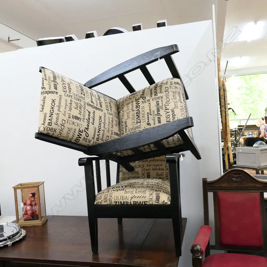 PR EBONISED FRAMED MORRIS TYPE CHAIRS... Image 1++