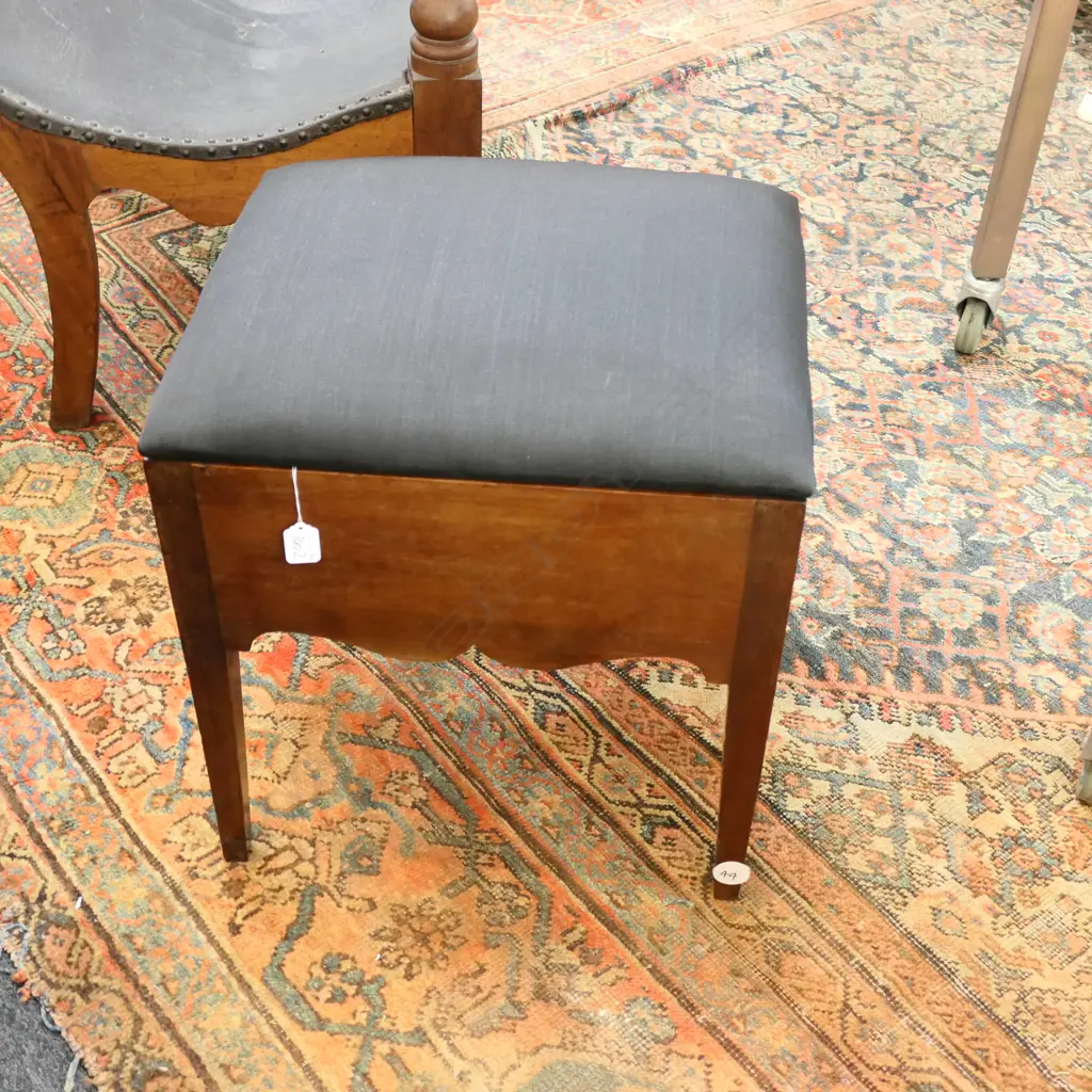 19TH STOOL, LIFT UP LID WITH STORAGE - UPHOLSTERED SEAT (44) Image 1++