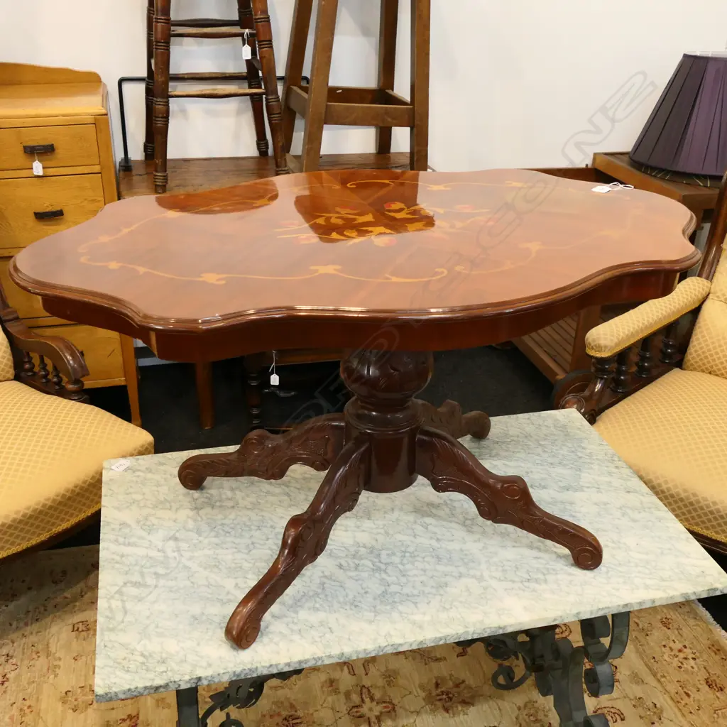 ITALIAN FLORAL INLAID COFFEE TABLE MARK TO TOP L 1000 MM Image 1++