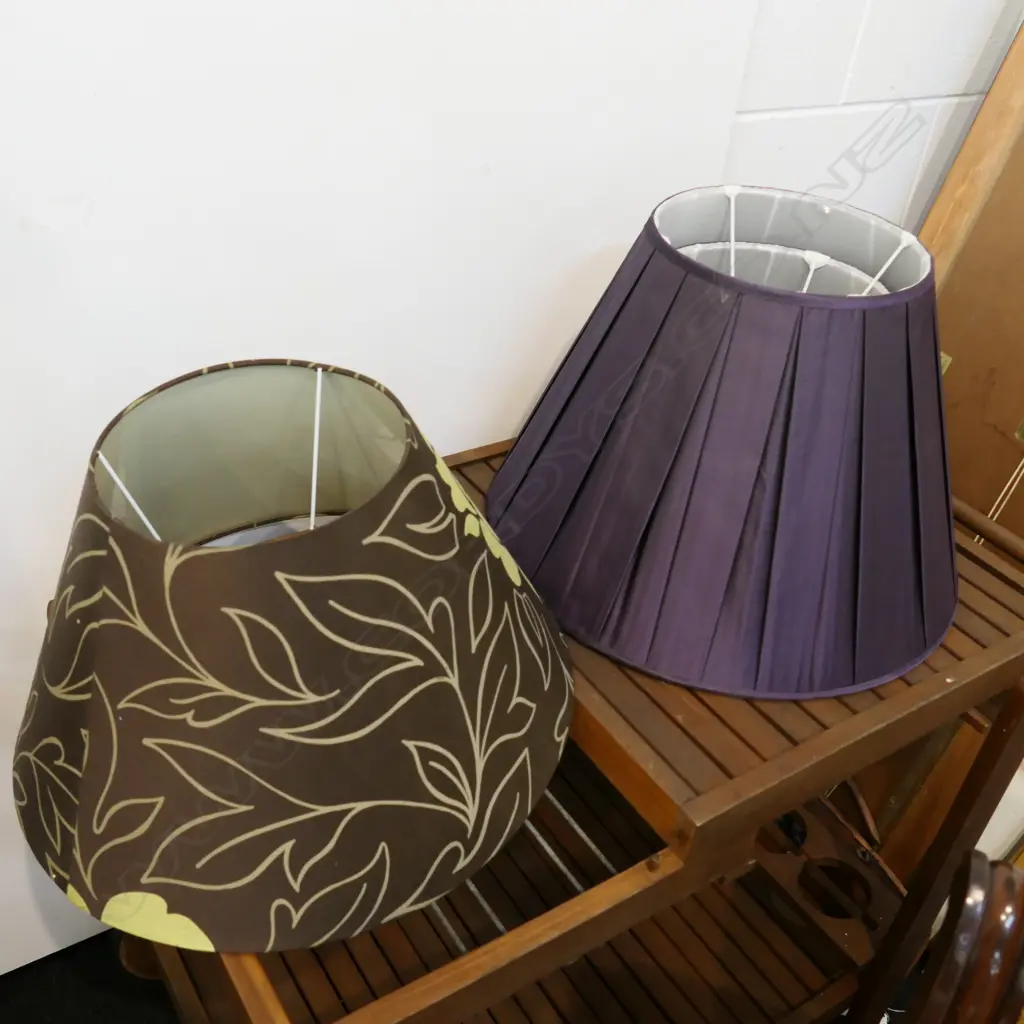 TWO PURPLE LIGHTSHADES & A BROWN/GOLD SHADE Image 1++