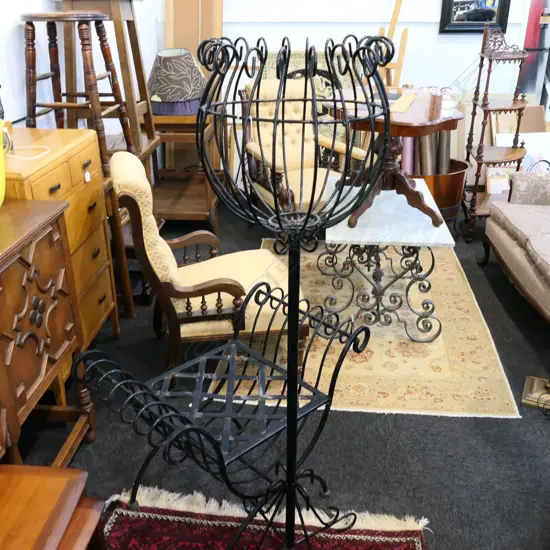 WROUGHT IRON STOOL + ANOTHER H. 1450MM