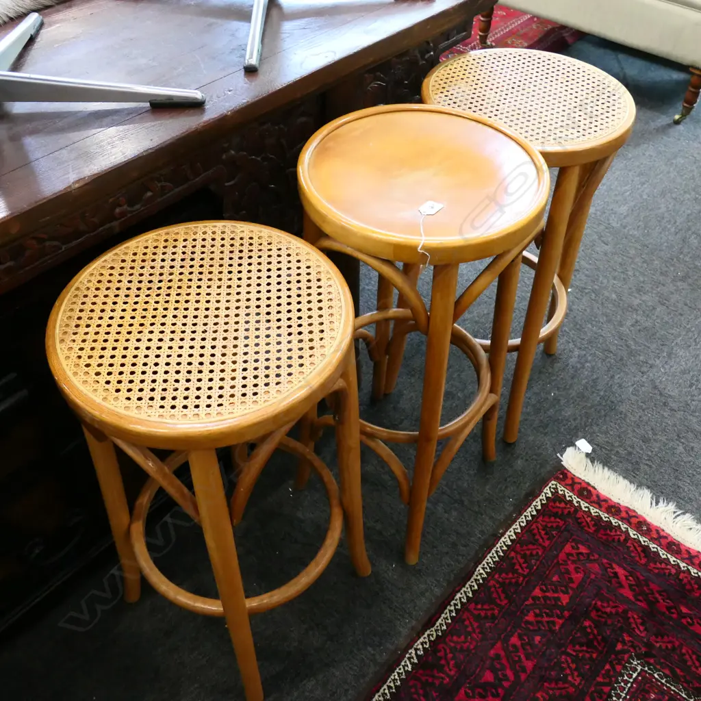 2 BENTWOOD STOOLS & ANOTHER Image 1++