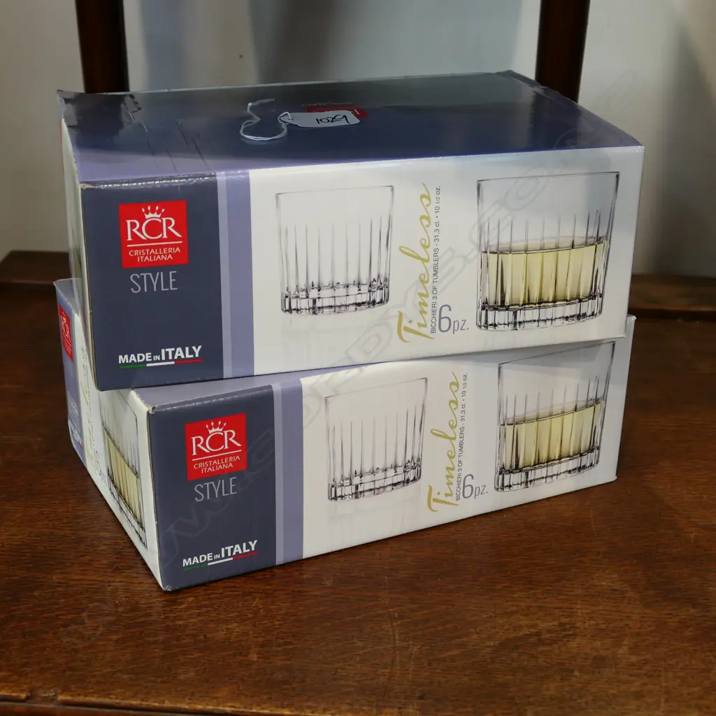 12 ITALIAN CRYSTAL TUMBLERS, BOXED Image 1++
