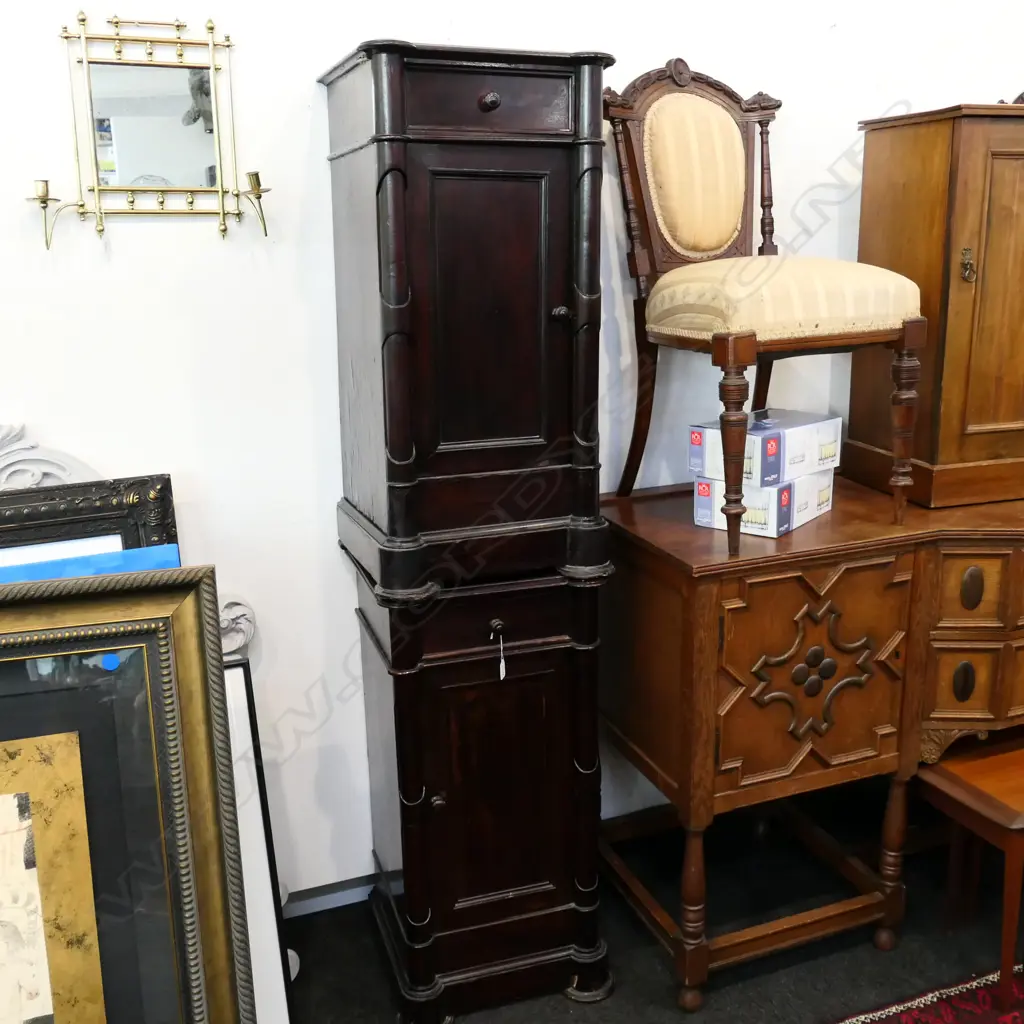 PR ANTIQUE PINE UPRIGHT CABINETS 1 DRAWER OVER CUPBOARD H. 890MM AF Image 1++