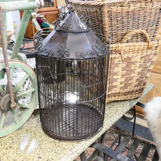 BLACK METAL BIRDCAGE H 550 MM