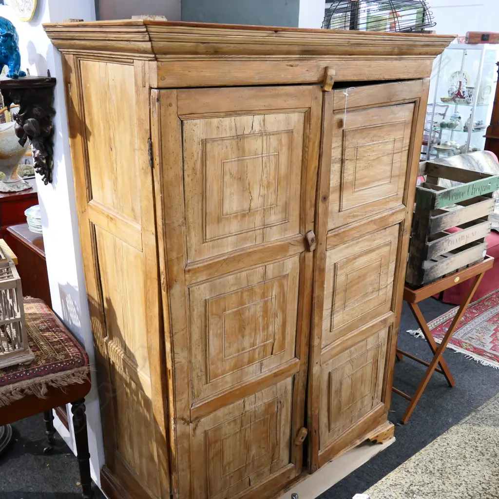 19TH C 2 DOOR PINE CUPBOARD W.1230MM X D.620MM X 1850MM  Image 1++