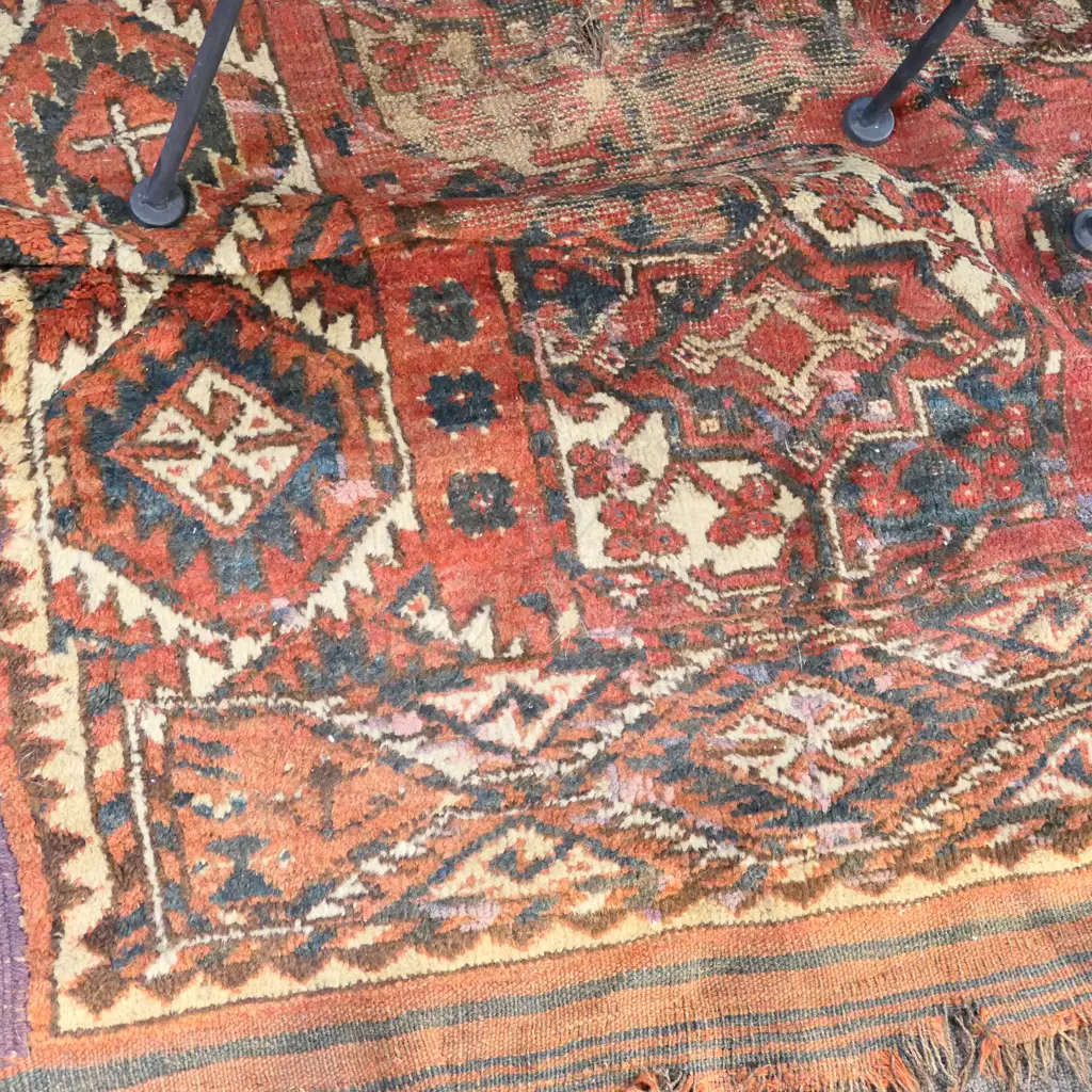 ANTIQUE AFGHAN CARPET 3 ROWS GULS 2.7 X 1.9M Image 1++