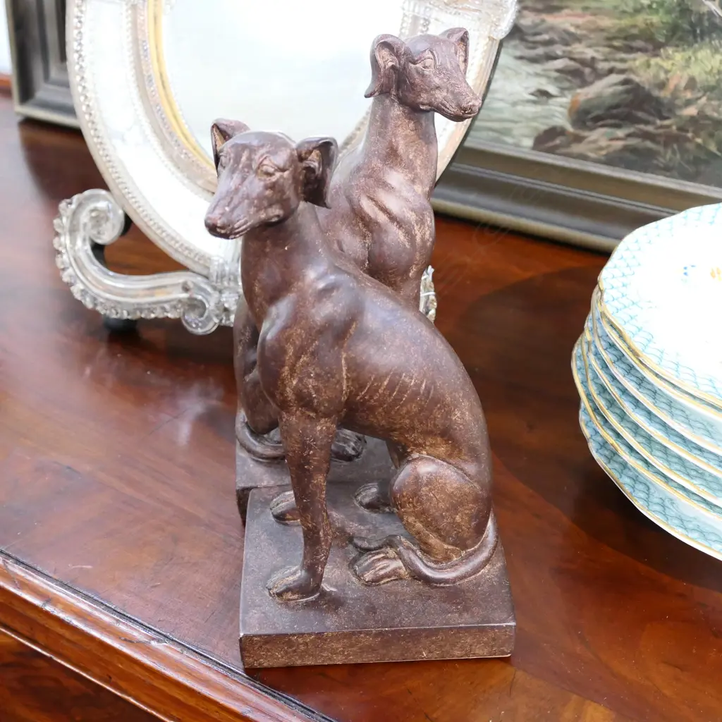 PR OF ANTIQUE STYLE GREYHOUND BOOKENDS  Image 1++