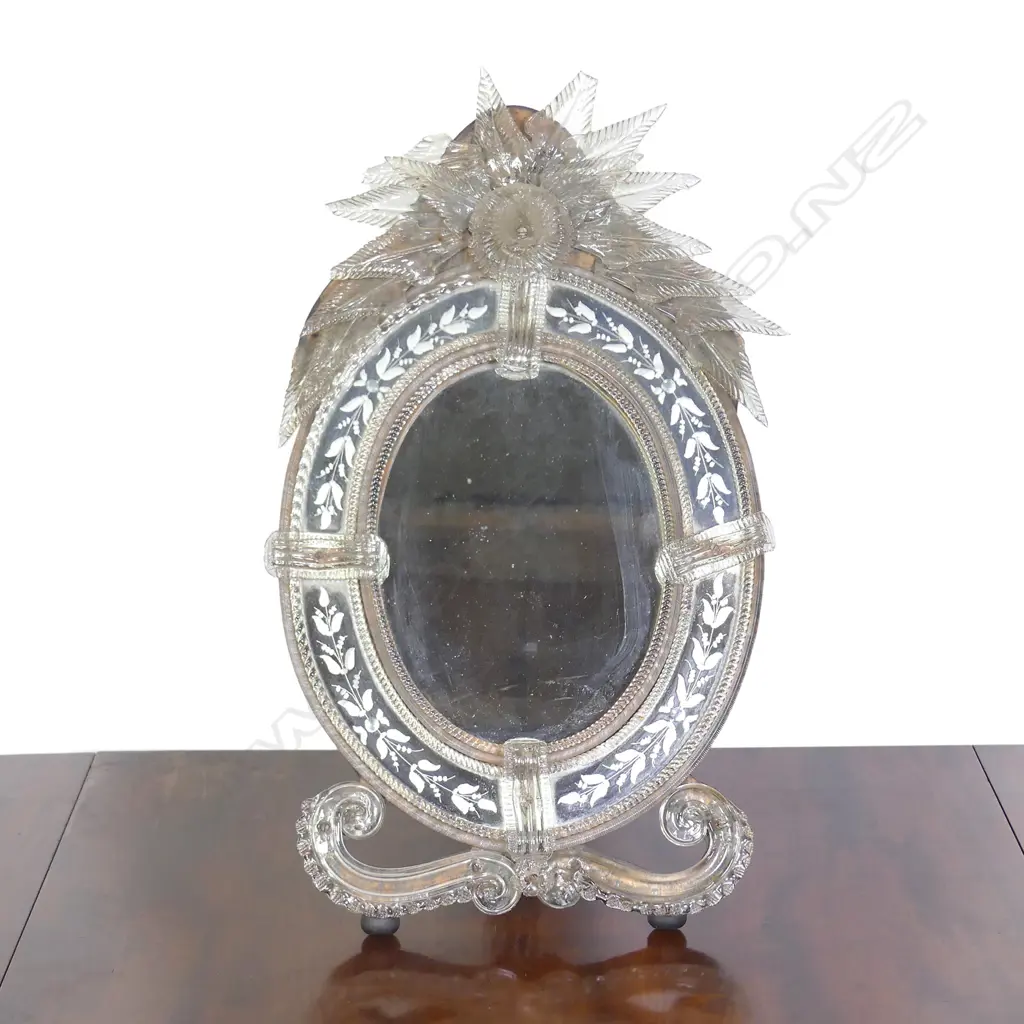 VINTAGE VENETIAN GLASS TABLE MIRROR, H. 520MM Image 1++