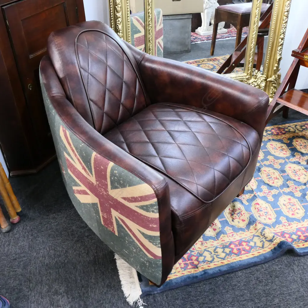 MODERN NZ FLAG AND LEATHER LOUNGE CHAIR Image 1++