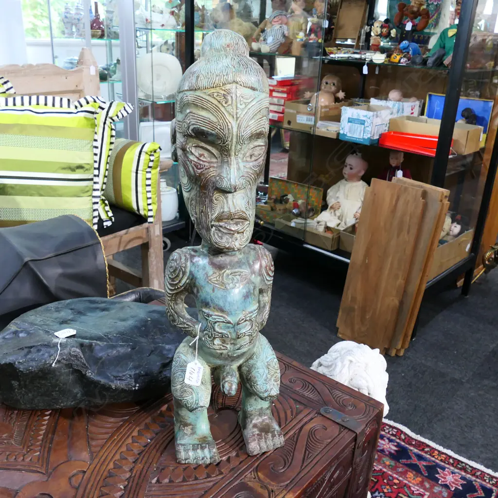 CAST BRONZE MAORI TEKOTEKO FIGURE 620MM H Image 1++