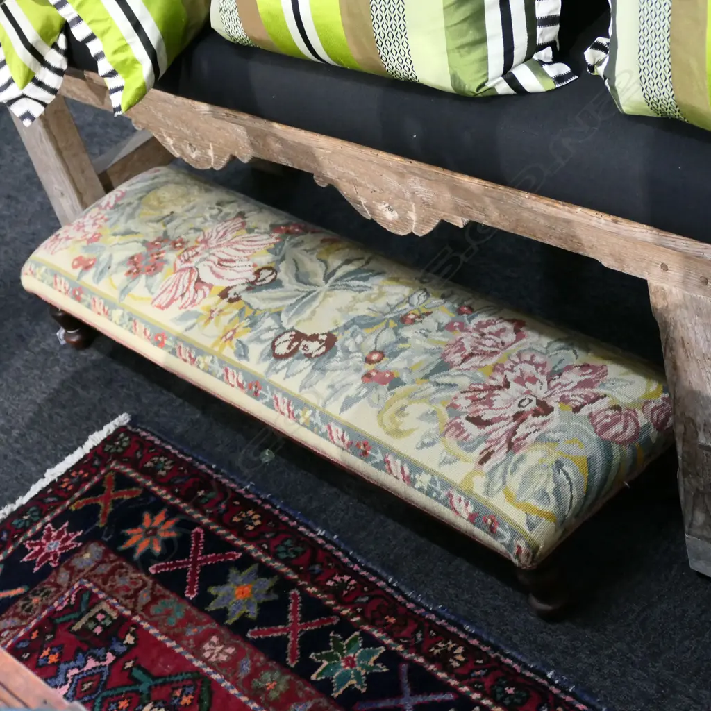 19TH CENTURY TAPESTRY PRAYER STOOL 1030MM L Image 1++