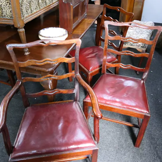 SIX GEORGIAN STYLE DINING CHAIRS (4 + 2 CARVERS)