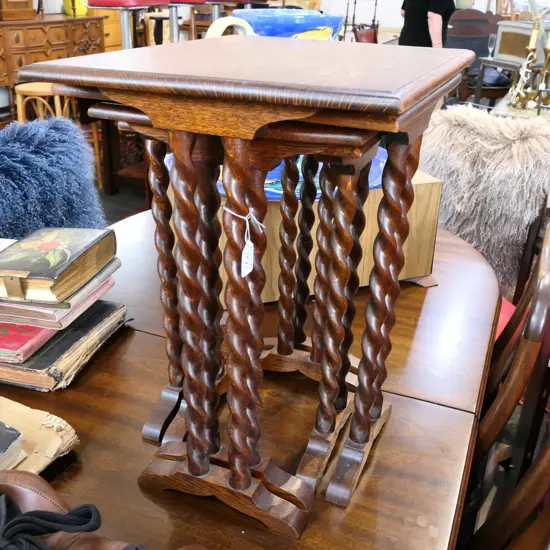 4 BARLEY TWIST NESTING TABLES 460MM L