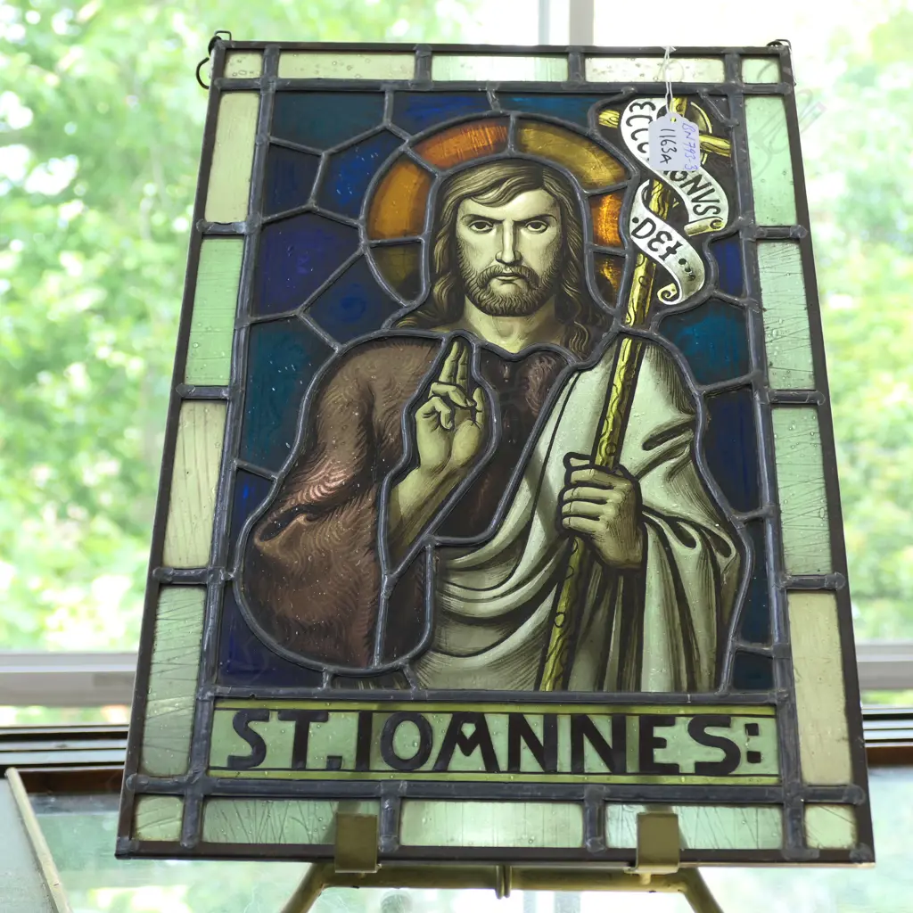 ANTIQUE ST IOANNES STAINED GLASS PANEL  (18931), Image 1++
