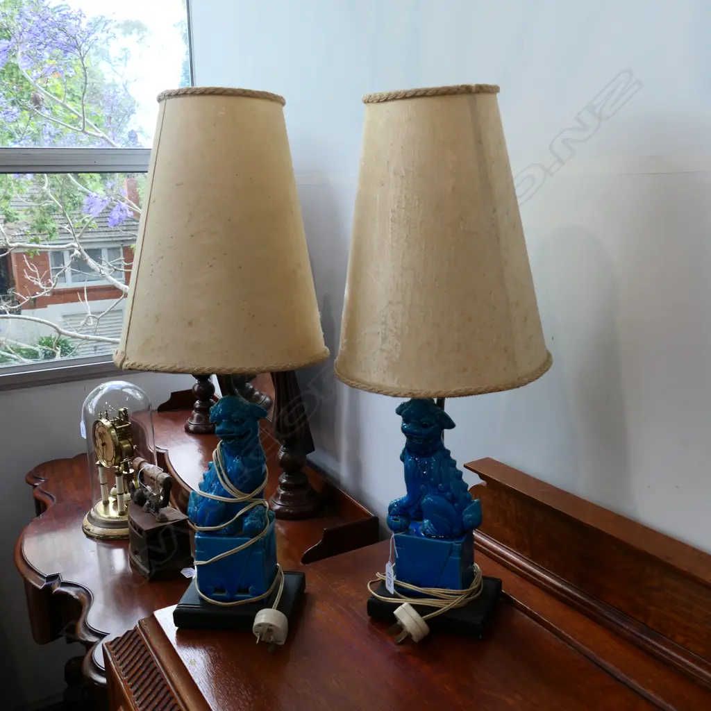 PR BLUE FOO DOG LAMPS 600MM H Image 1++