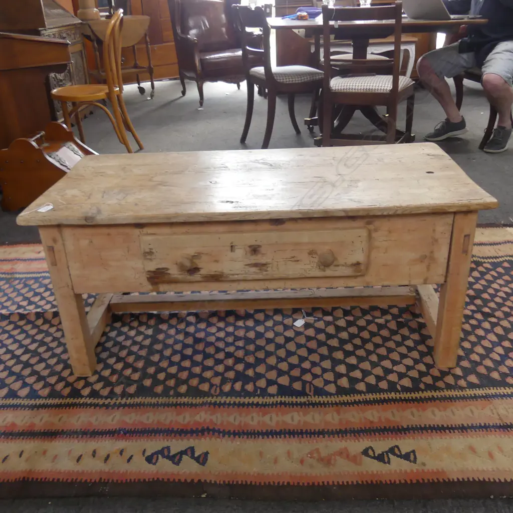 RUSTIC PINE LOW TABLE W/ FRIEZE DRAWER W. 1110MM Image 1++