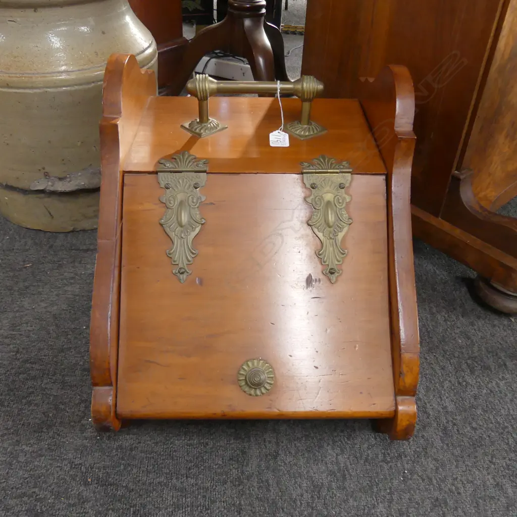 COAL BOX WITH BRASS HANDLES 500MM L Image 1++