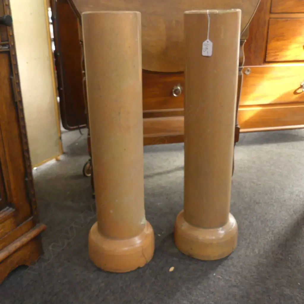 TWO TALL TERRACOTTA PIPES 700MM H Image 1++