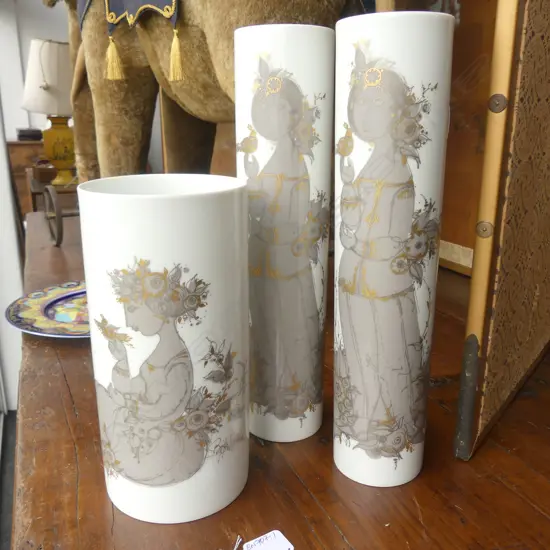 3 ROSENTHAL VASES;  (SMALL CHIPS AT BASES OF TALL VASES)