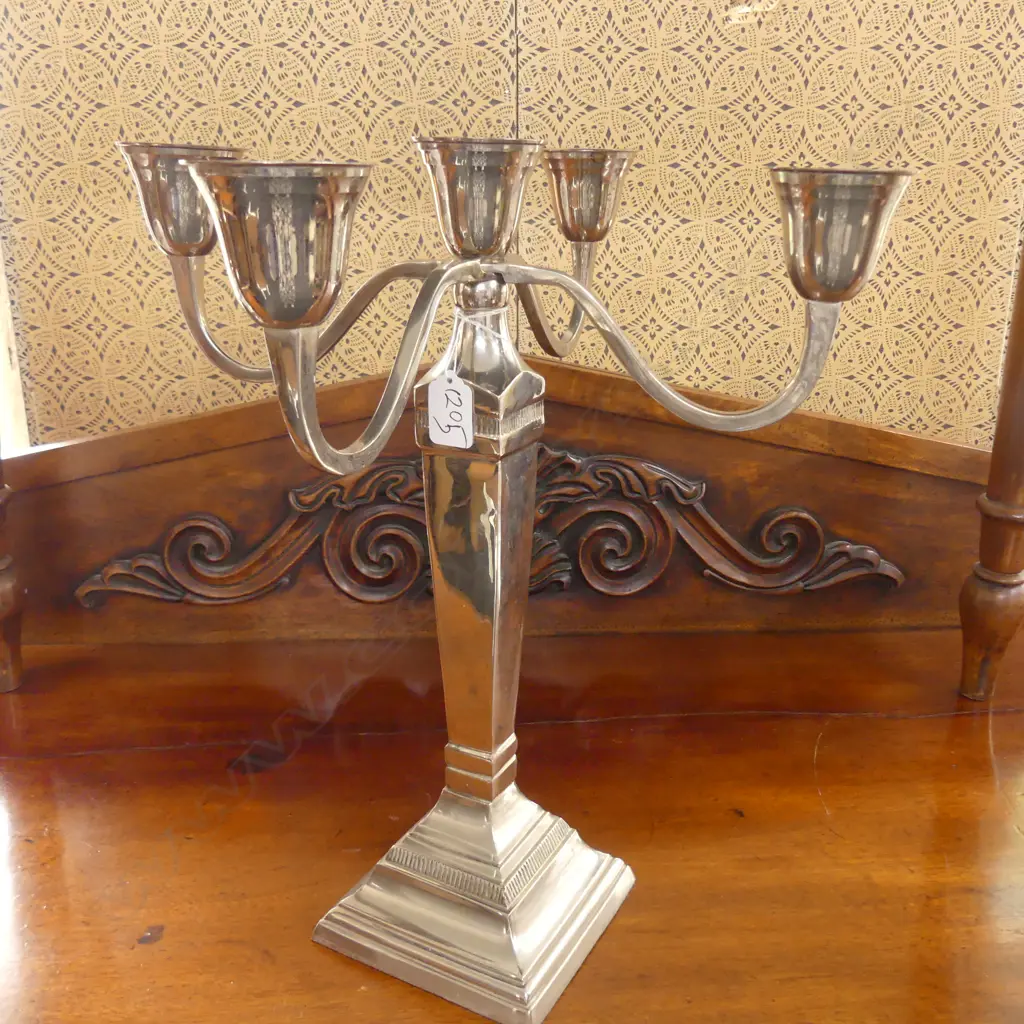 4 ARM PEWTER CANDELABRA 420MM H Image 1++