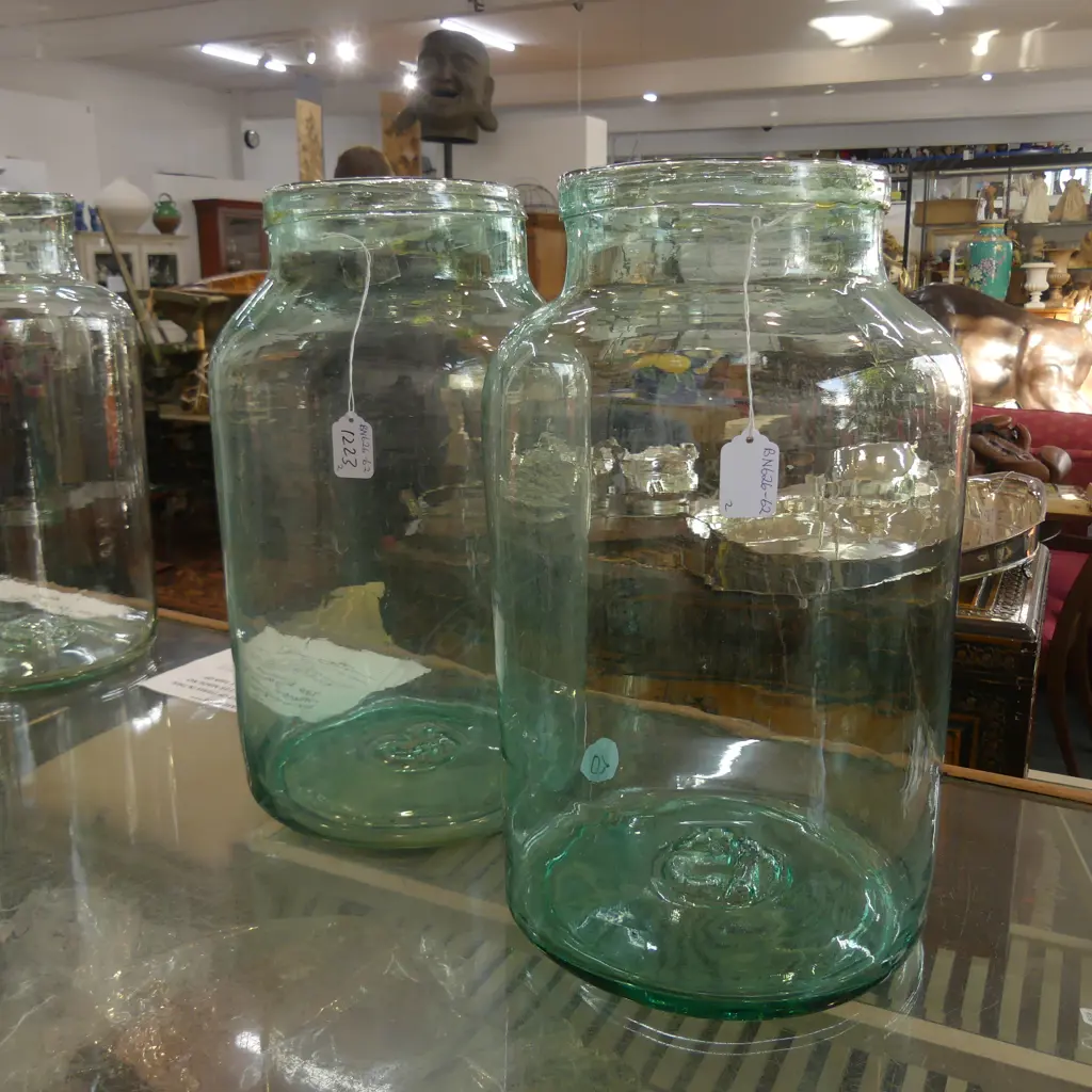 PAIR LARGE OLD FRENCH GLASS JARS (20) Image 1++