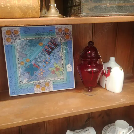 RUSSIAN VASE/DISH+GLASS CONTAINER