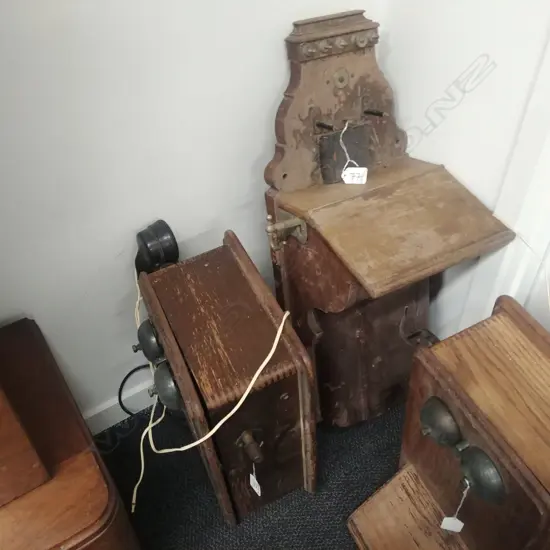 TWO ANTIQUE ERICSSON WALL PHONES, 1 WITH RECEIVER