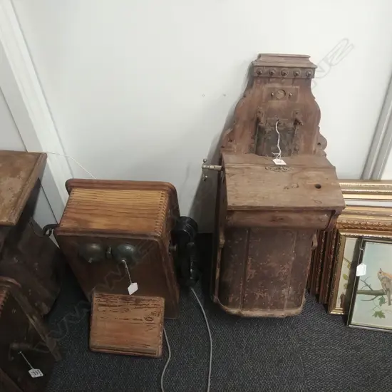 TWO ANTIQUE ERICSSON WALL PHONES, 1 WITH RECEIVER