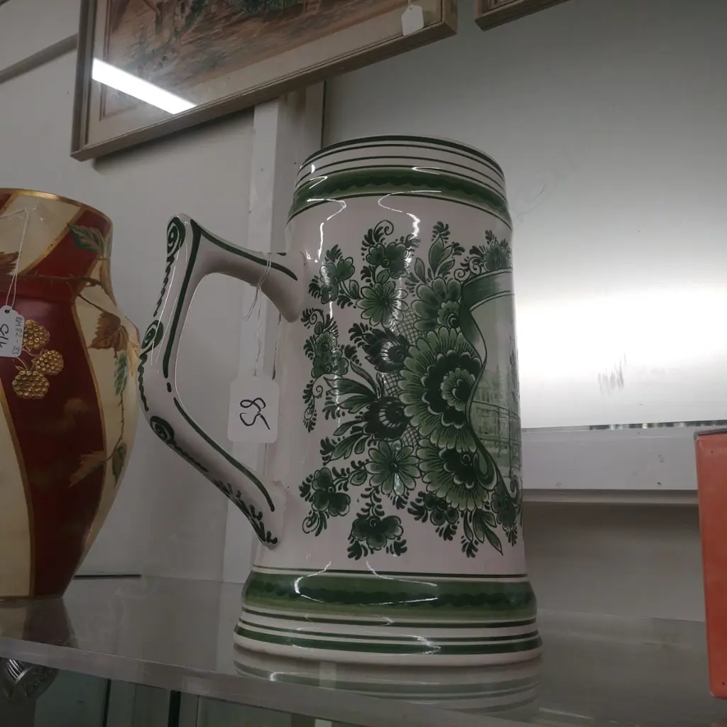 LARGE BEER MUG, "GREEN" DELFT Image 1++