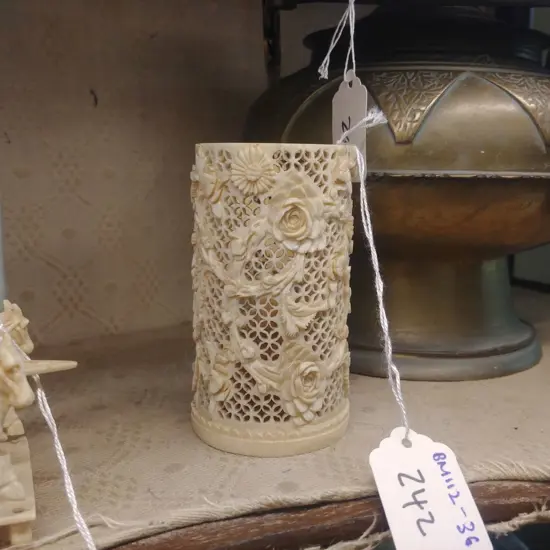 A Chinese ivory brush pot