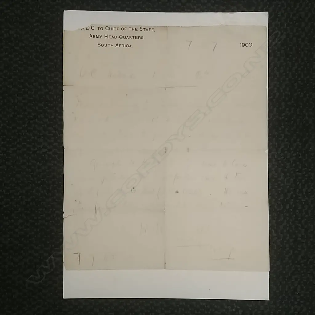 Rare original communications letter from A.D.C. to Chief of Staff Image 1++